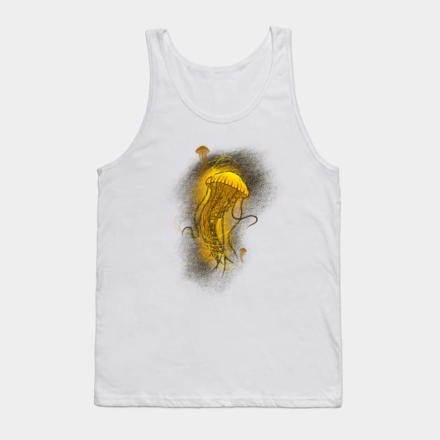 Floating golden jellyfish Tank Top by Shadowbyte91